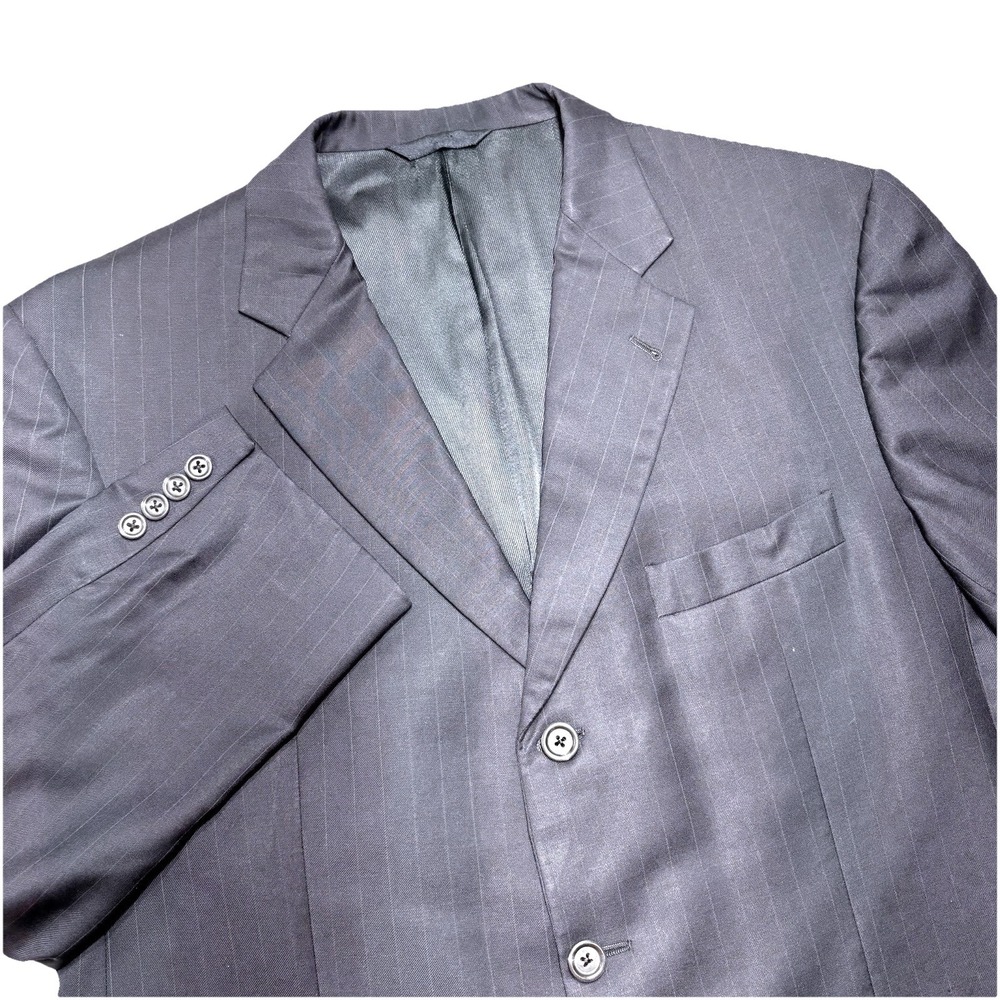 Burberry London Kensington Blazer 44R Navy Blue Pinstripe Wool Cashmere USA Made